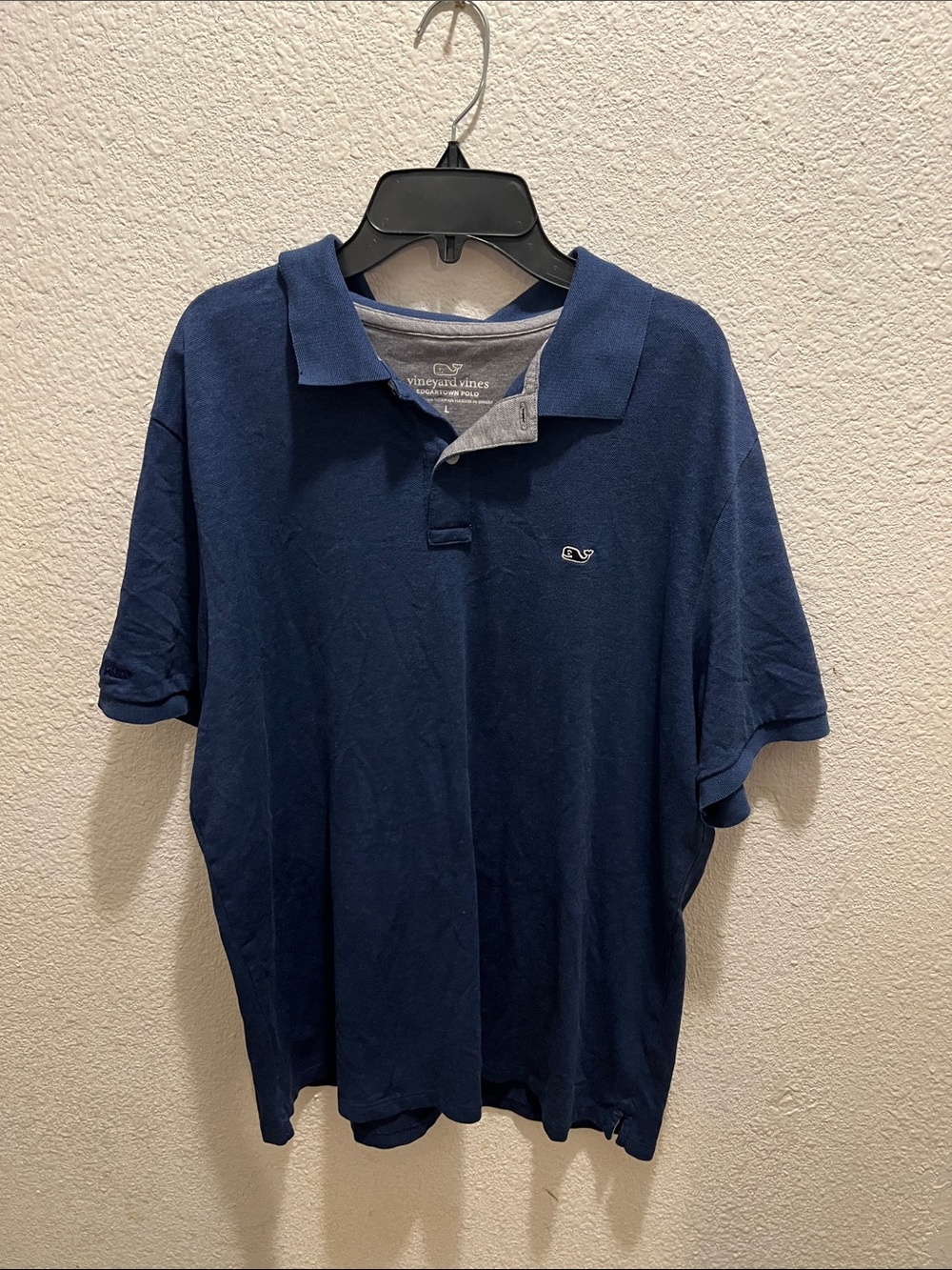 Vineyard Vines Navy Polo with Light Gray Contrast Placket
